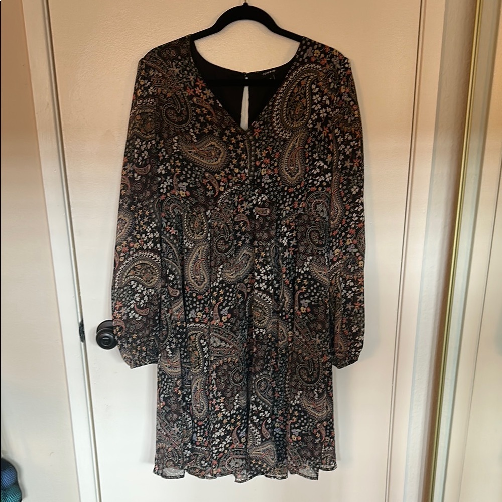 Paisley Print Long Sleeve Dress